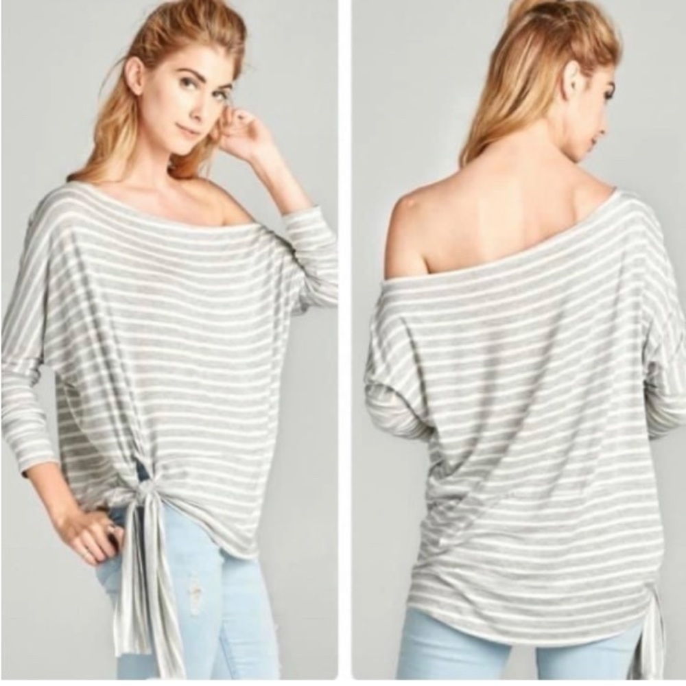 Gray and white striped shirt